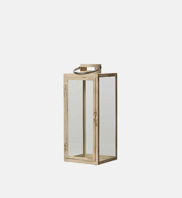 Kaemingk Iron Glass Rectangular Lantern, Beige, Packshot View