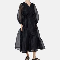 Long-sleeve Wrap Dress