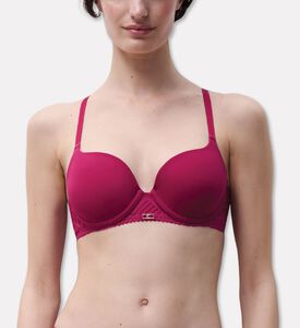 Chantelle Plunge Lace T-shirt Bra, Dark-pink, 105, D, Model View