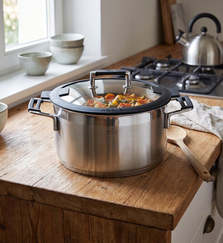 Rosle Silence Pro Glass Lid Middle High Casserole, Model View