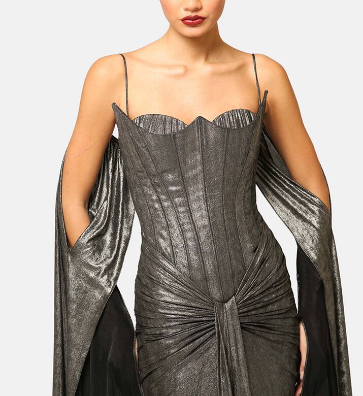 Zeena Zaki Dress Long, Silver, Xl, Model View