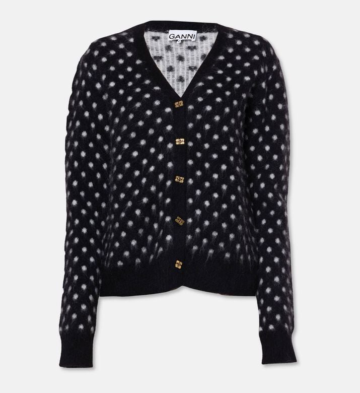 Ganni Gold-tone Buttons All-over Polka-dot Cardigan, Packshot View