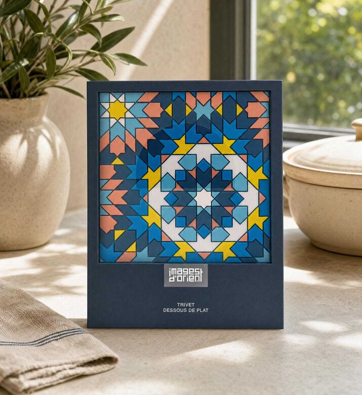 Images d Orient Beryte Teal Silicone Square Trivet, Model View