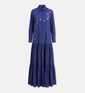 Savanna Galeries Lafayette Butterfly Embroidered Shirt Dress, Blue, Packshot View