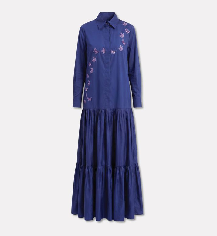 Savanna Galeries Lafayette Butterfly Embroidered Shirt Dress, Blue, Packshot View