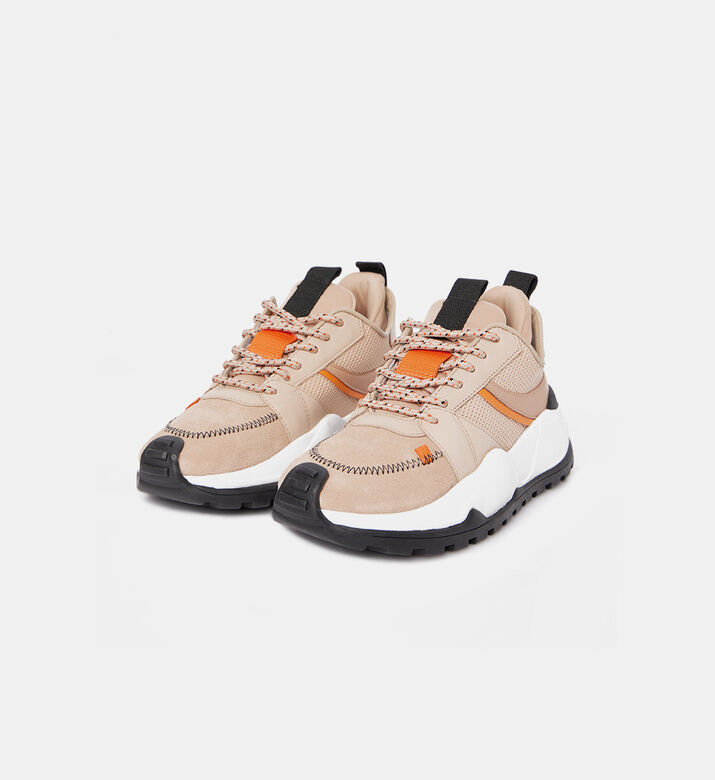 Leather Contrasting Colors Sneakers