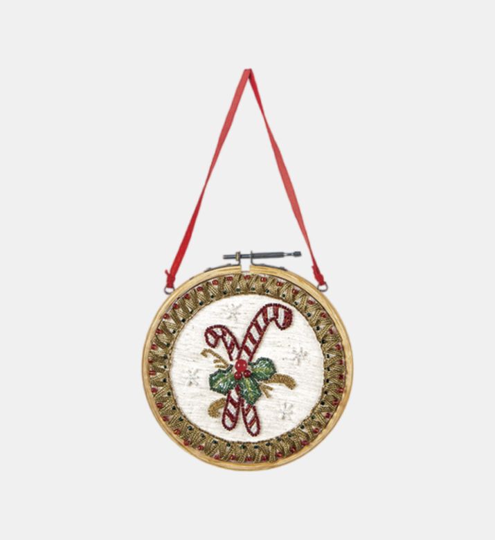 Embroidered Candy Cane Ornament