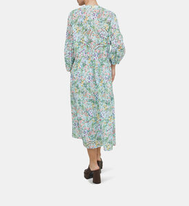 Floral-print Puffy Sleeve Midi Dress Floral-print Puffy Sleeve Midi Dress