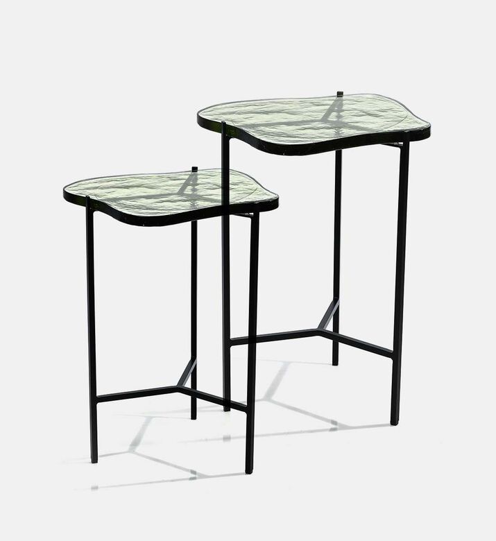 Home Deco and More Nesty Glass Top Side Table 2-piece Set, Packshot View