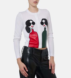 Alice and Olivia Button Closure Long-sleeve Cardigan, Model View