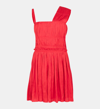 Roselie Pleated Satin Short Dress