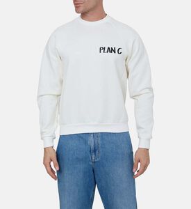 سويت شيرت قطن بشعار على الصدر