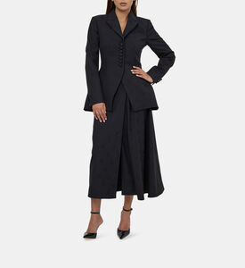 Long Slit Jacquard Wool Skirt