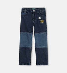 بنطال دنيم برقعة مطرزة