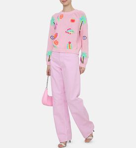 كنزة مطرزة محبوكة مطرزة