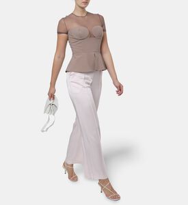 Nensi Dojaka Sheer Illusion Peplum Bustier Top, Model View