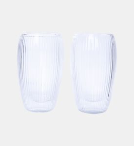 Double Wall Stripe Clear Glass Mug 2-piece Set - 350ml Double Wall Stripe Clear Glass Mug 2-piece Set - 350ml