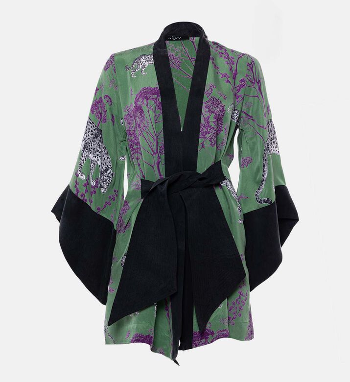 Niluu Animal-print Long-sleeve Kimono, Packshot View