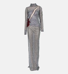 Rhinestone Embellished Long Dress