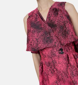 فستان بأكمام كاب بياقة بشكل في