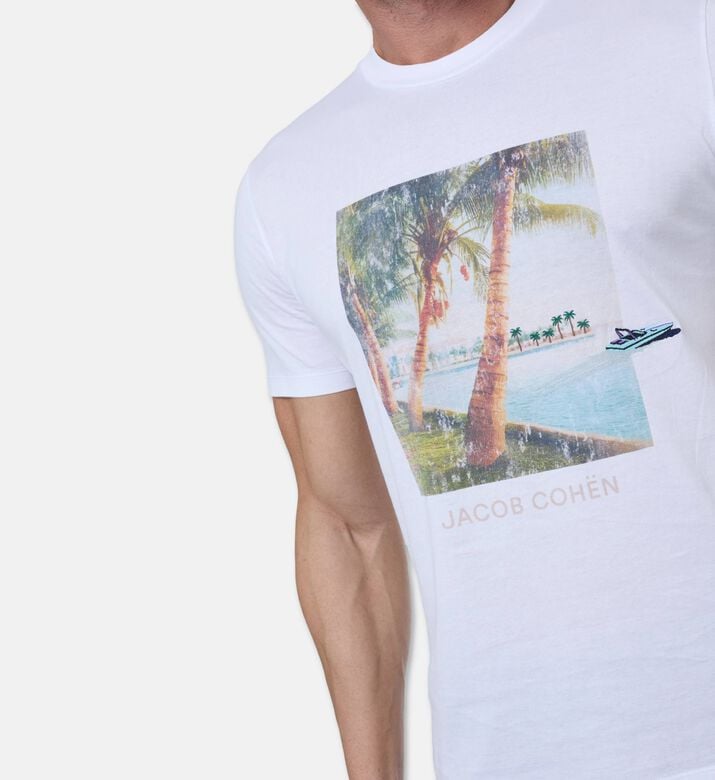 Jacob Cohen Tropical-print Crewneck T-shirt, Model View