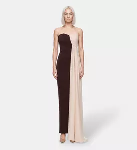 AAVVA Strapless Draped Panel Gown, Model View