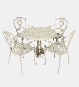 Home Deco and More Antoinette Dining Table With 4 Chairs Off White 100 Cm, Packshot View