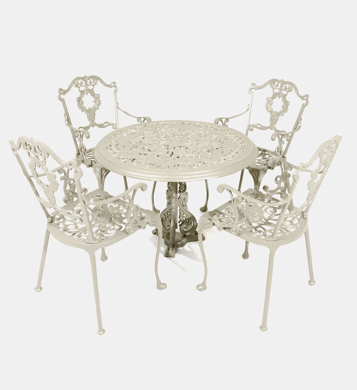 Home Deco and More Antoinette Dining Table With 4 Chairs Off White 100 Cm, Packshot View