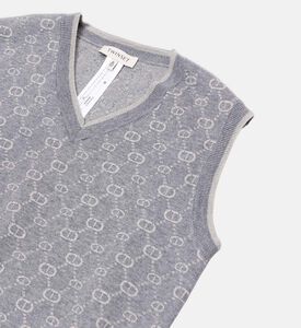 سترة صوفية بدون أكمام بتطريز شعار