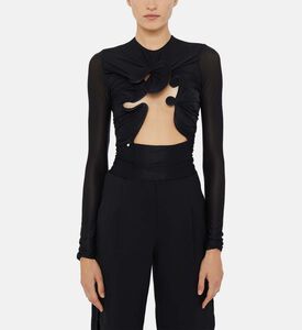 بلوزة طويلة الأكمام بفتحة