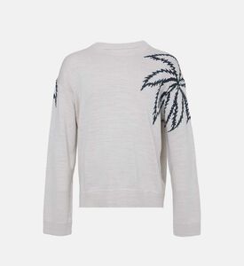 Knit Embroidered Palm Crewneck Sweater