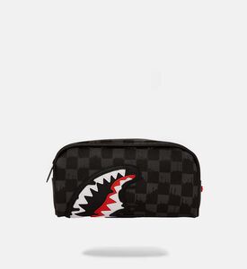 حقيبة أقلام رصاص دريب بنقشة مربعات وفم قرش