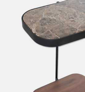 Home Deco and More Glam Wood Top Sofa Side Table, Walnut, 33x47-cm, Packshot View