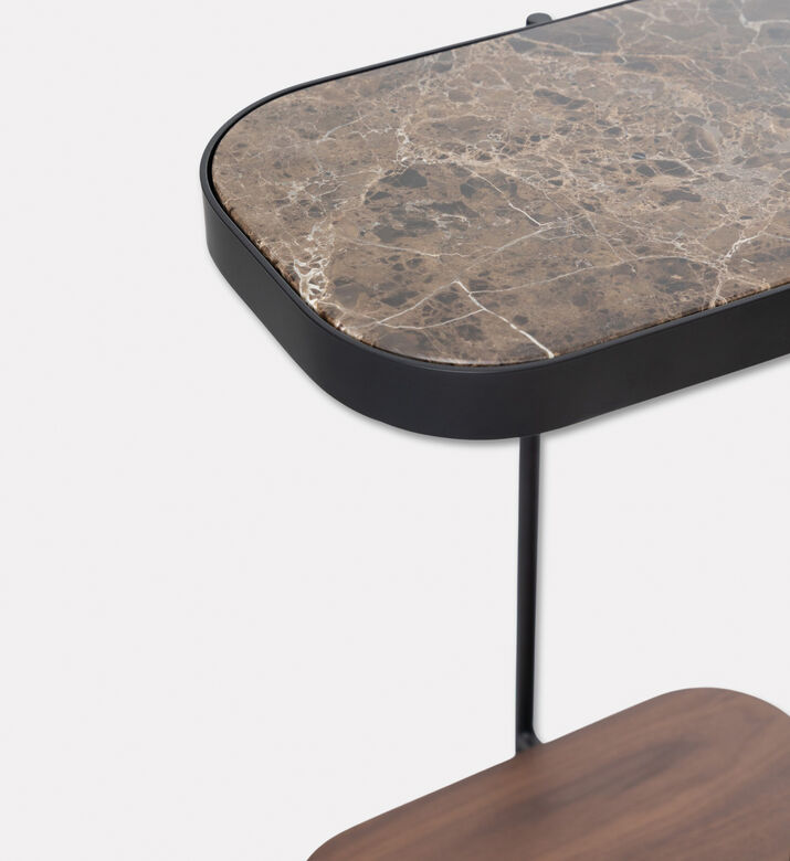 Home Deco and More Glam Wood Top Sofa Side Table, Walnut, 33x47-cm, Packshot View