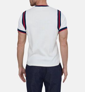 تيشيرت مخطط بشعار متباين بقصة ضيقة