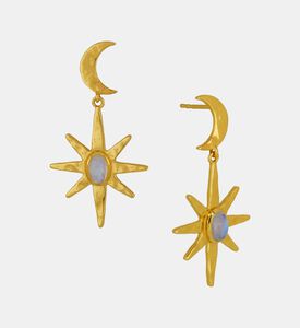 Ottoman Hands Moonstone Drop Stud Earrings, Packshot View