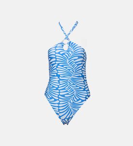 Printed Halter One-piece Swimsuit