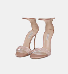 صندل بكعب عالي ساتان مرصع بكريستال