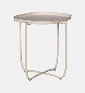 Home Deco and More Qingdai Metallic Round-shape Side Table, Off-white, Packshot View