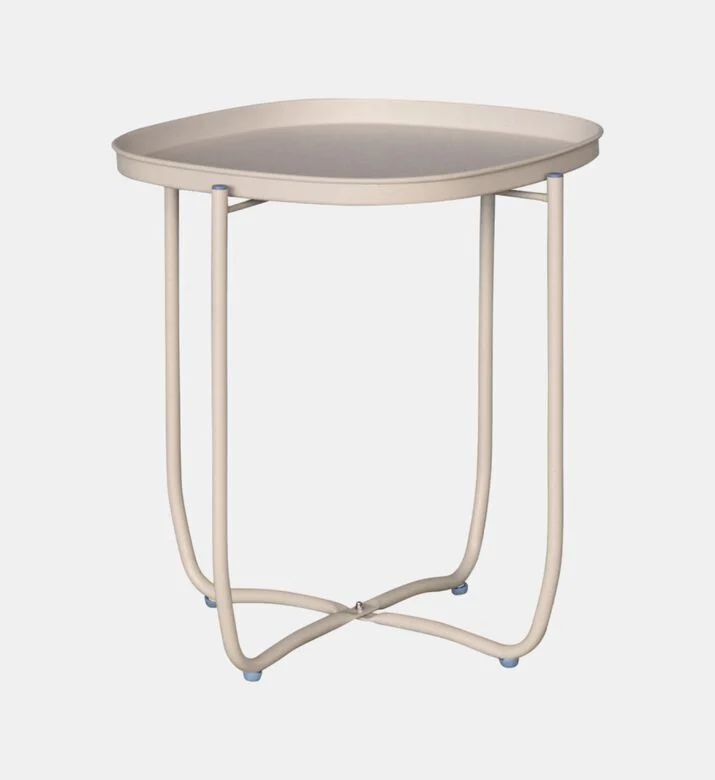 Home Deco and More Qingdai Metallic Round-shape Side Table, Off-white, Packshot View