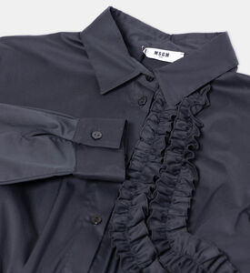 فستان بنمط قميص بوبلين بتفاصيل كشكشة