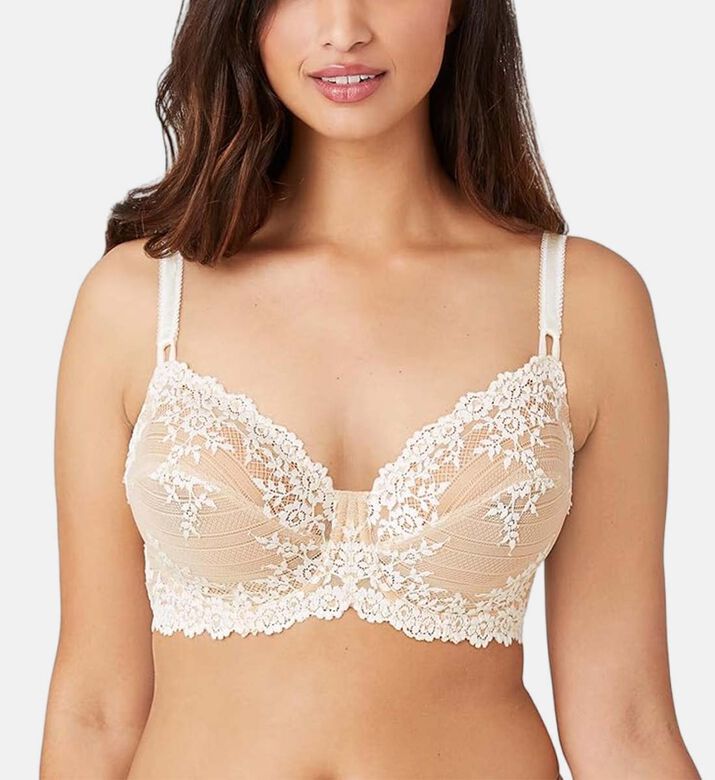 Wacoal Embrace Lace Underwire Bra, Ivory, 100, E, Model View