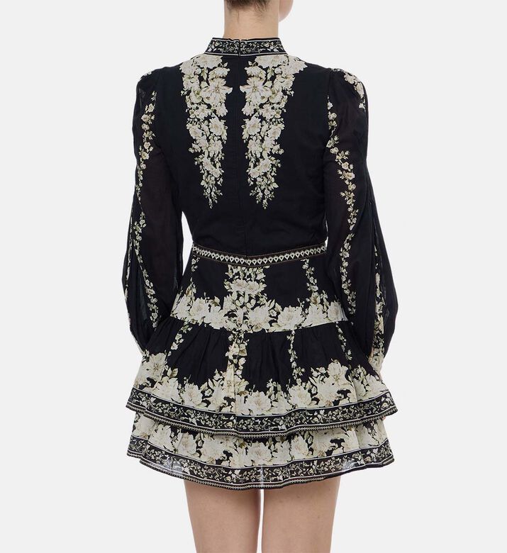 Alice and Olivia Valencia Deep V-neck Blouson Mini Dress, Model View