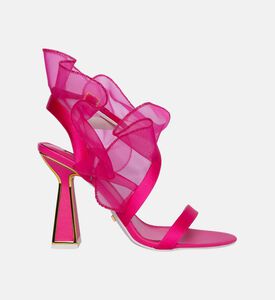 Amba Mesh Ruffle Embellished Heels