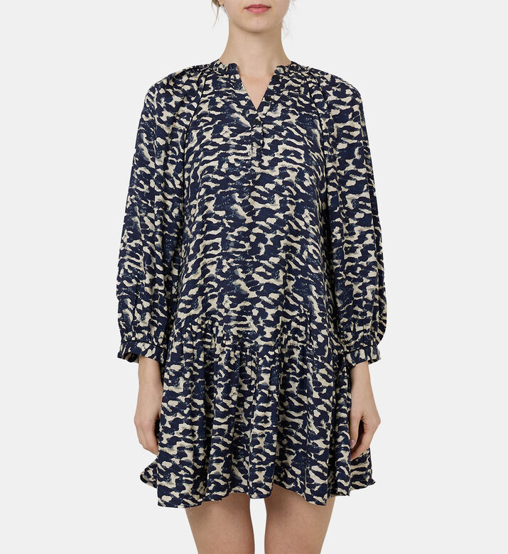Aisha Printed V-neck Mini Dress