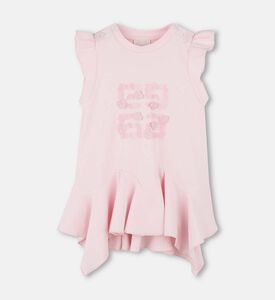 فستان قطن متشابك مزين بتطريزات