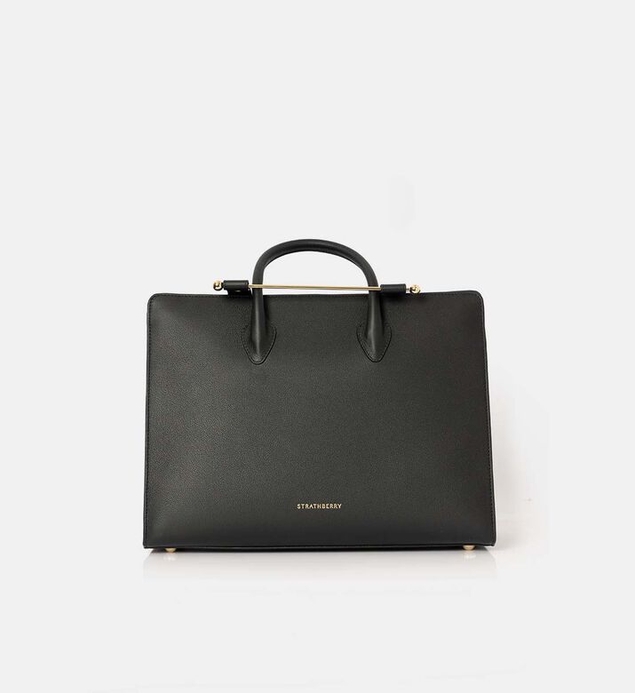 Strathberry Leather Large Tote Bag, Black, Packshot View
