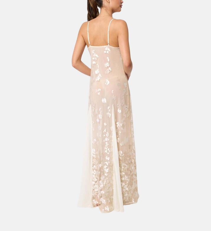 Pleated Floral Embellishment Dress