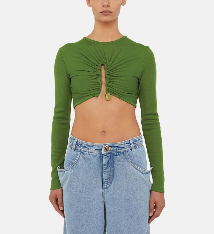 Ribbed Cut-out Crop Top