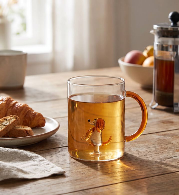 Wd Lifestyle Dog Decor Borosilicate Glass Mug, Model View